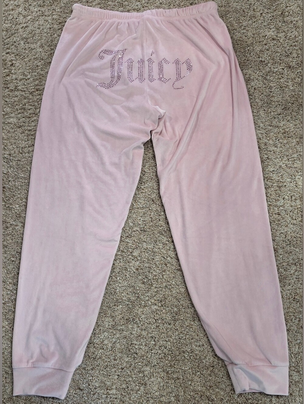 Juicy Couture Light Pink Velour OG Big Bling Track Pants Joggers Loungewear Med